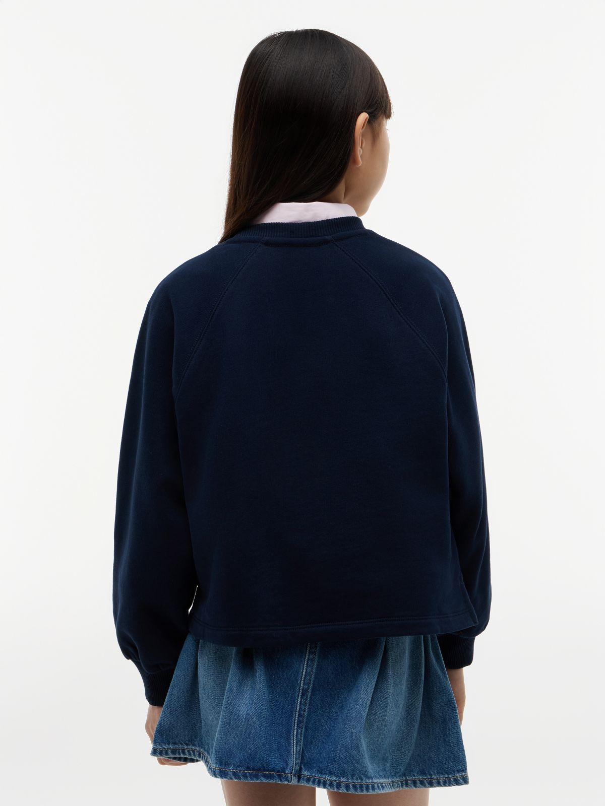 Raglan Sleeve Relaxed Terry Sweatshirt — Blue