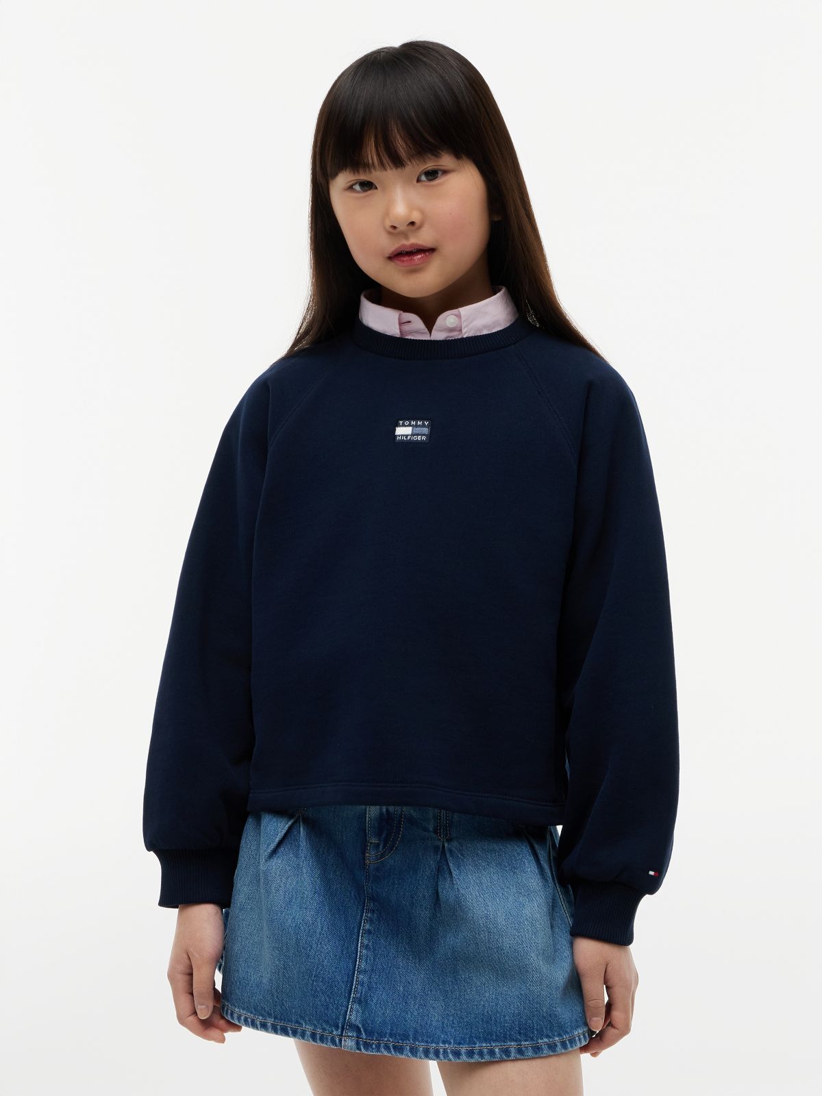 Raglan Sleeve Relaxed Terry Sweatshirt — Blue
