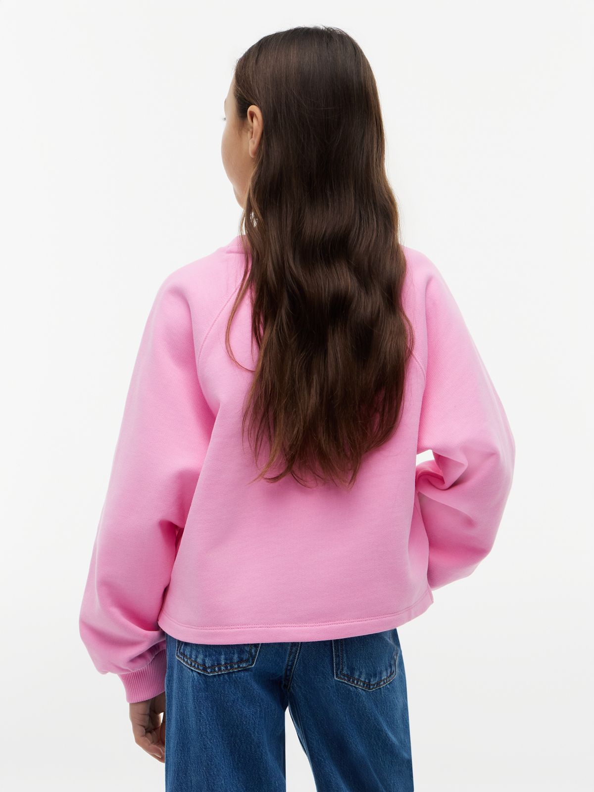 Raglan Sleeve Relaxed Terry Sweatshirt — Pink