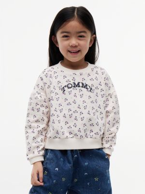 beige logo relaxed terry sweatshirt for girls tommy hilfiger