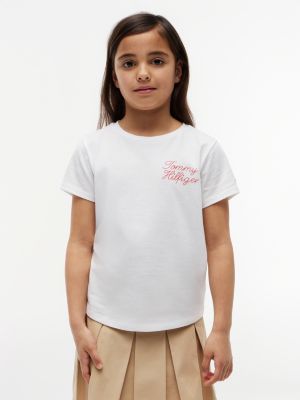 white rope logo slim t-shirt for girls tommy hilfiger