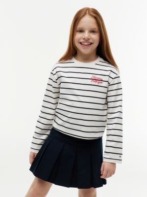 white rope logo relaxed long sleeve t-shirt for girls tommy hilfiger