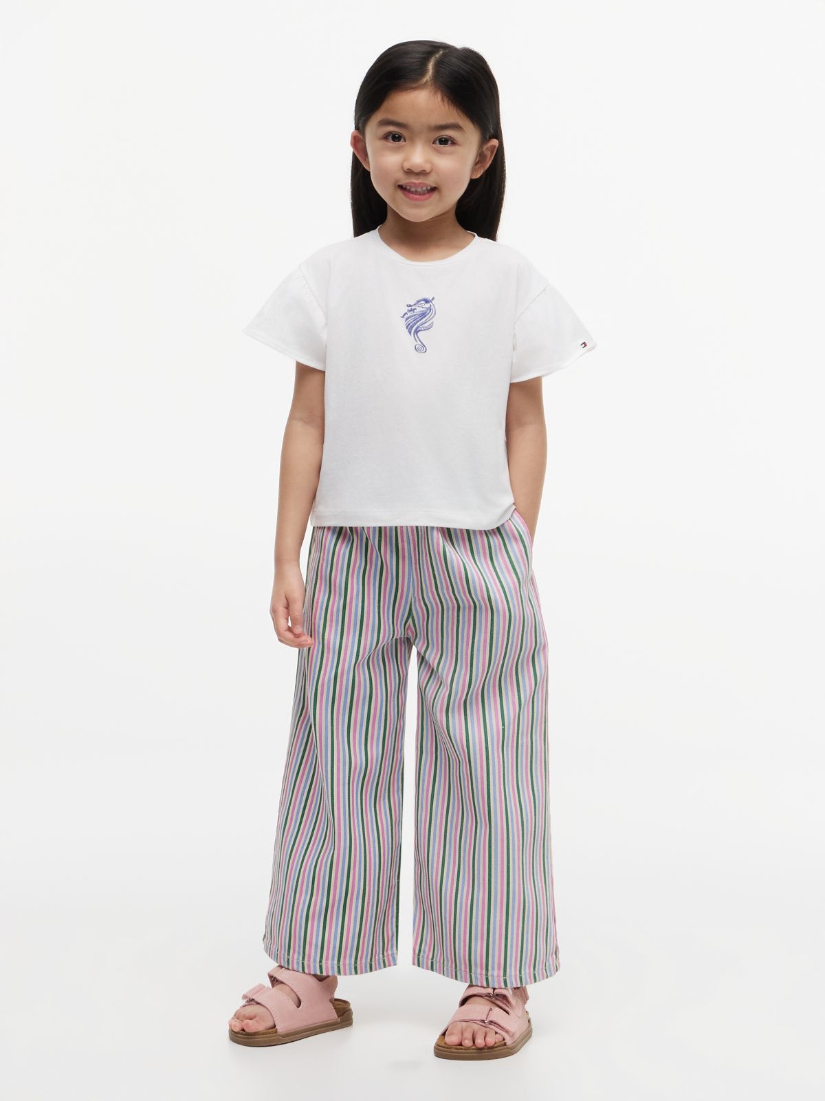 Graphic Flutter Sleeve Relaxed Jersey T-Shirt — White