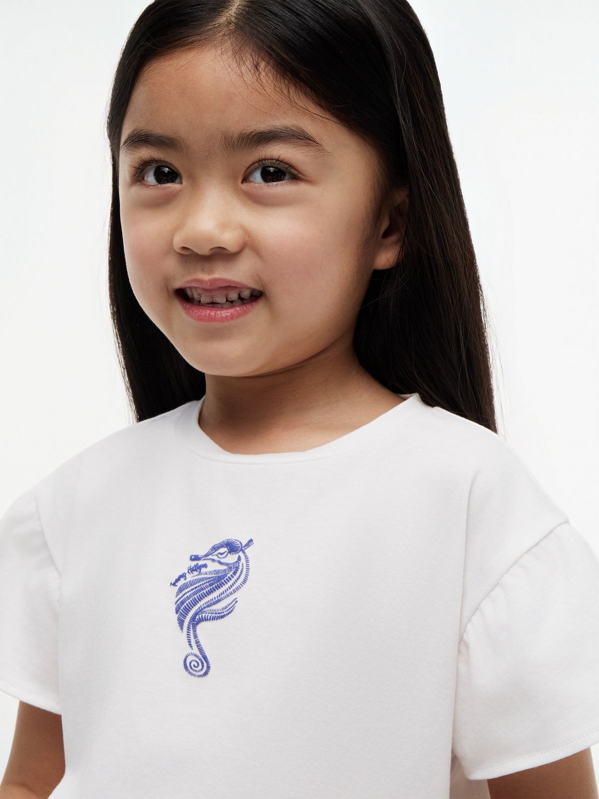 Graphic Flutter Sleeve Relaxed Jersey T-Shirt — White