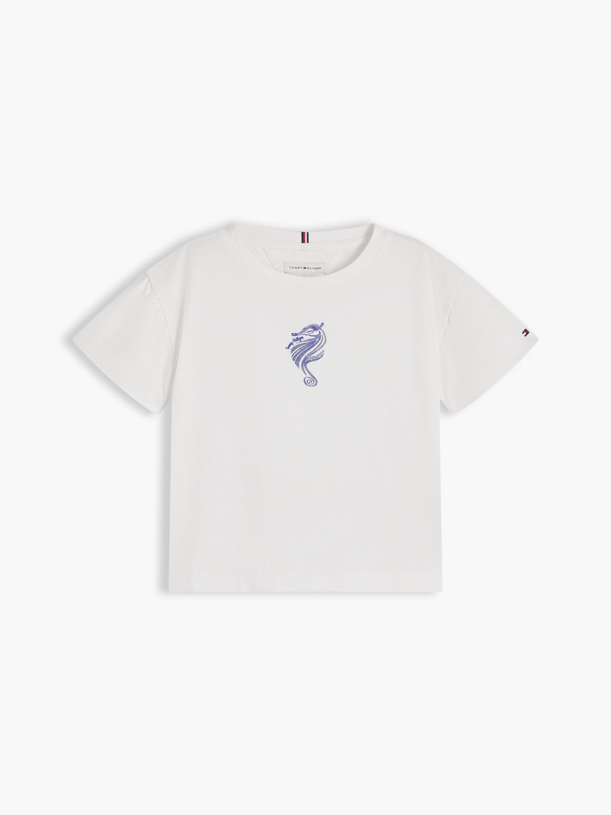 Graphic Flutter Sleeve Relaxed Jersey T-Shirt — White