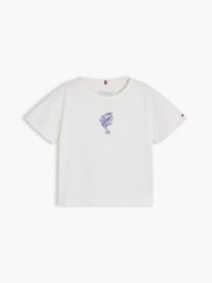 Graphic Flutter Sleeve Relaxed Jersey T-Shirt — White 5