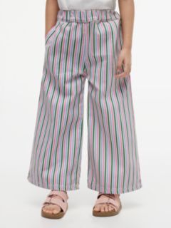Stripe Denim Wide Leg Culottes — Multi 2