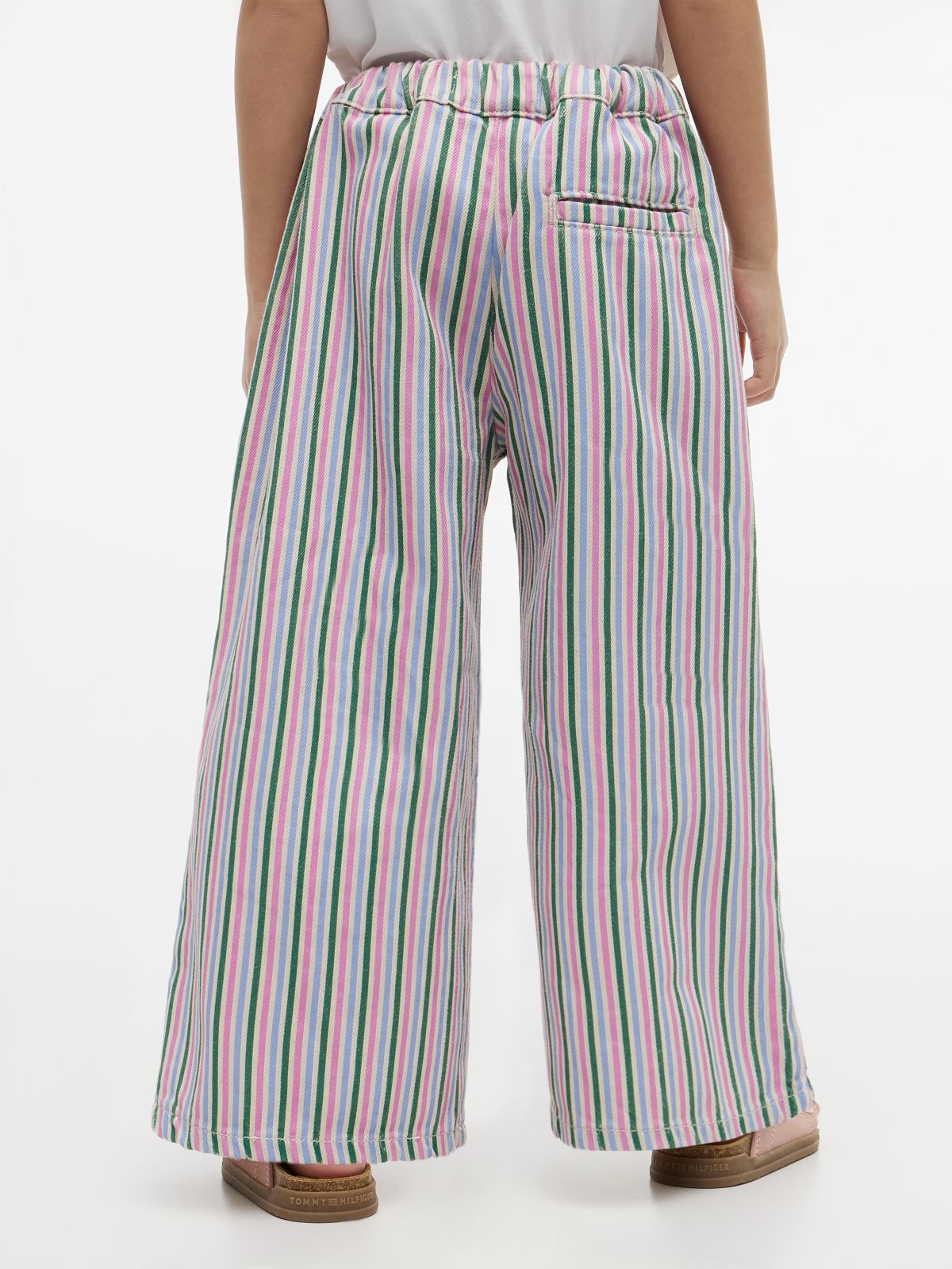 Stripe Denim Wide Leg Culottes — Multi