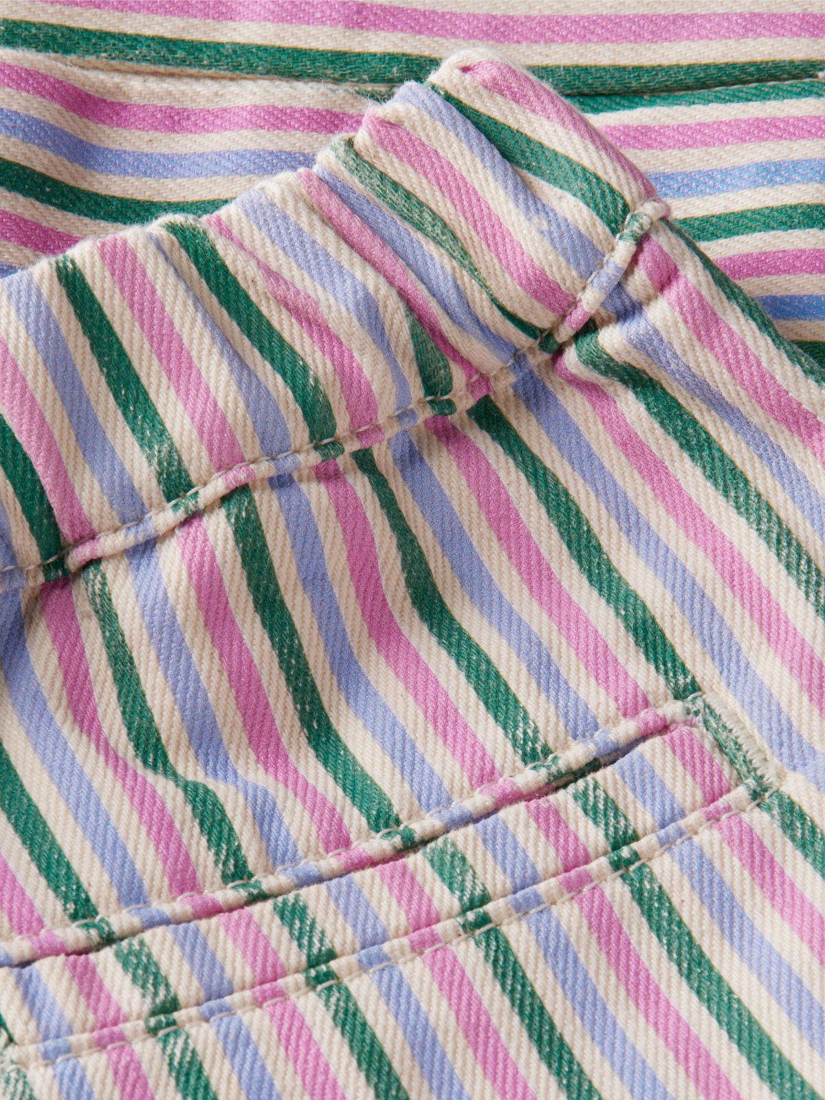 Stripe Denim Wide Leg Culottes — Multi