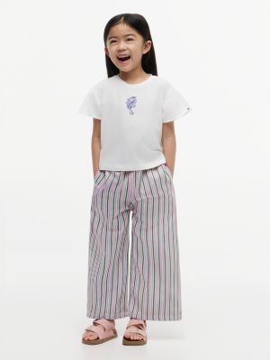 multi stripe denim wide leg culottes for girls tommy hilfiger