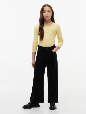 black mabel high rise wide leg black jeans for girls tommy hilfiger