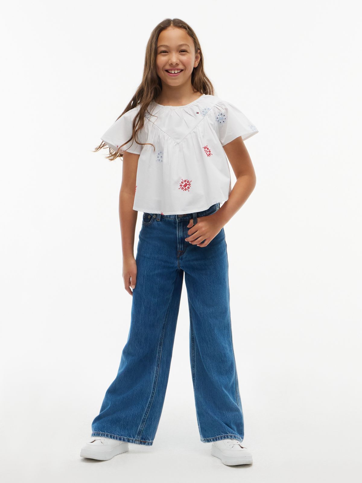 Broderie Anglaise Relaxed Short Sleeve Top — White