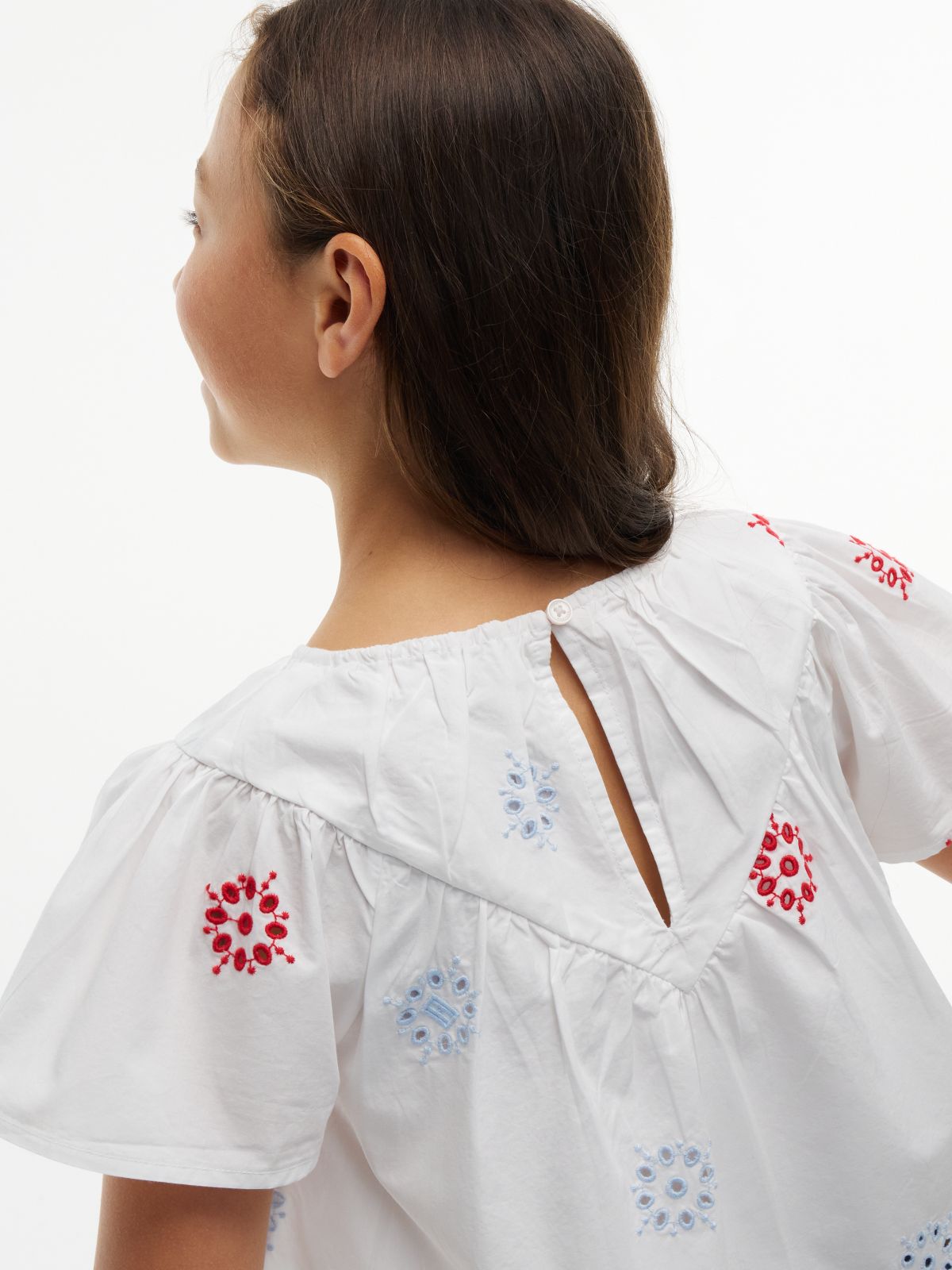 Broderie Anglaise Relaxed Short Sleeve Top — White