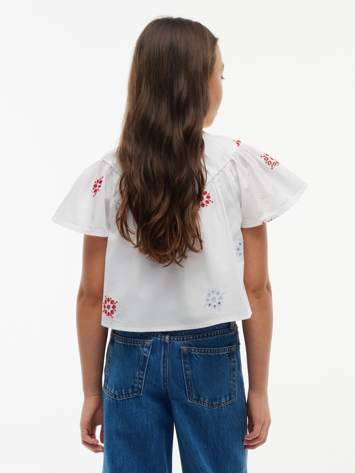 Broderie Anglaise Relaxed Short Sleeve Top — White
