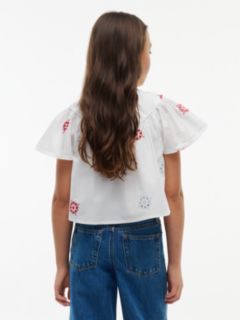 Broderie Anglaise Relaxed Short Sleeve Top — White 5