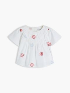 Broderie Anglaise Relaxed Short Sleeve Top — White 6
