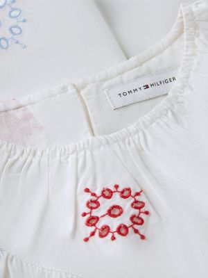 white broderie anglaise relaxed short sleeve top for girls tommy hilfiger