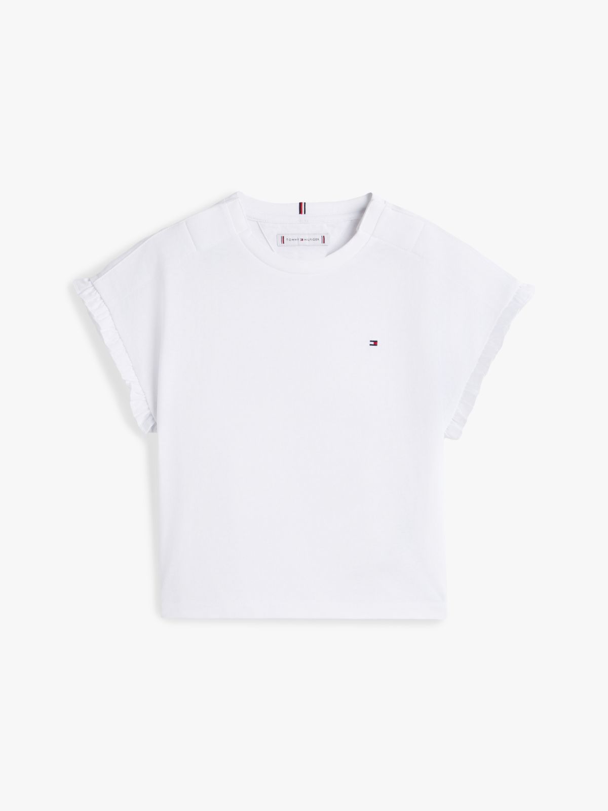 Adaptive Frill Sleeve Relaxed T-Shirt — White