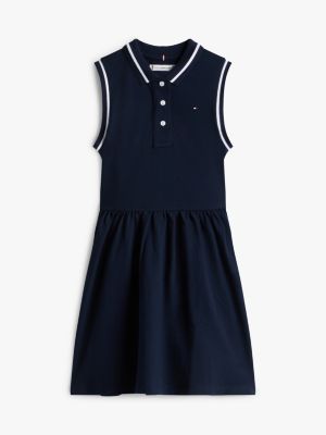 blue adaptive sleeveless pique polo dress for girls tommy hilfiger