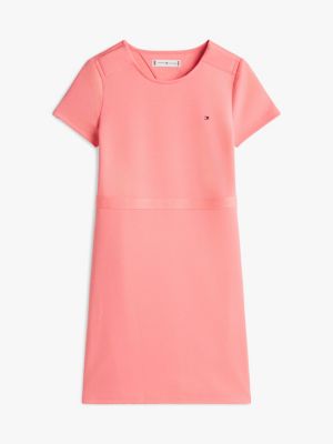 pink adaptive repeat logo waistband skater dress for girls tommy hilfiger