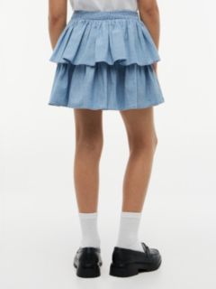 Chambray Tiered Skirt — Blue 4