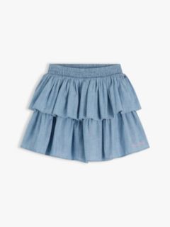Chambray Tiered Skirt — Blue 5