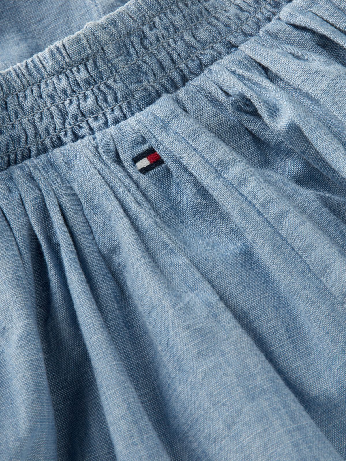 Chambray Tiered Skirt — Blue