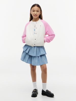 gonna a strati in chambray blue da bambine tommy hilfiger