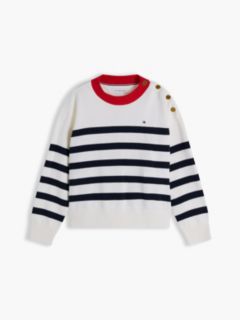 Gold-Tone Button Relaxed Jumper — Multi 5