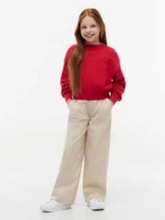 Pointelle Relaxed Balloon Sleeve Jumper — Red 2