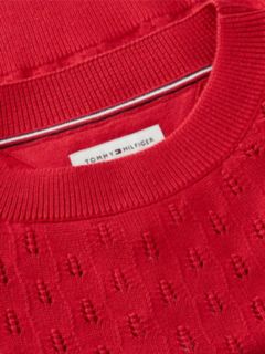 Pointelle Relaxed Balloon Sleeve Jumper — Red 6