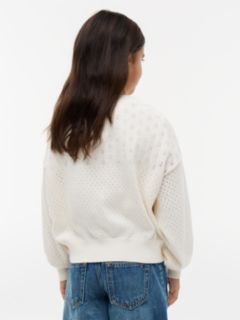 Pointelle Relaxed Balloon Sleeve Jumper — White 4