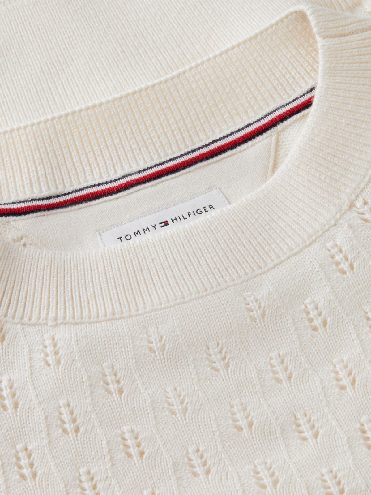 Pointelle Relaxed Balloon Sleeve Jumper — White