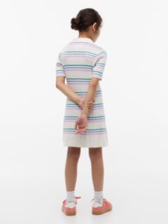 Cable Knit Short Sleeve Polo Dress — Beige 4