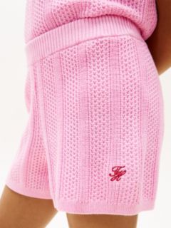 Logo Embroidery Crochet Shorts — Pink 3