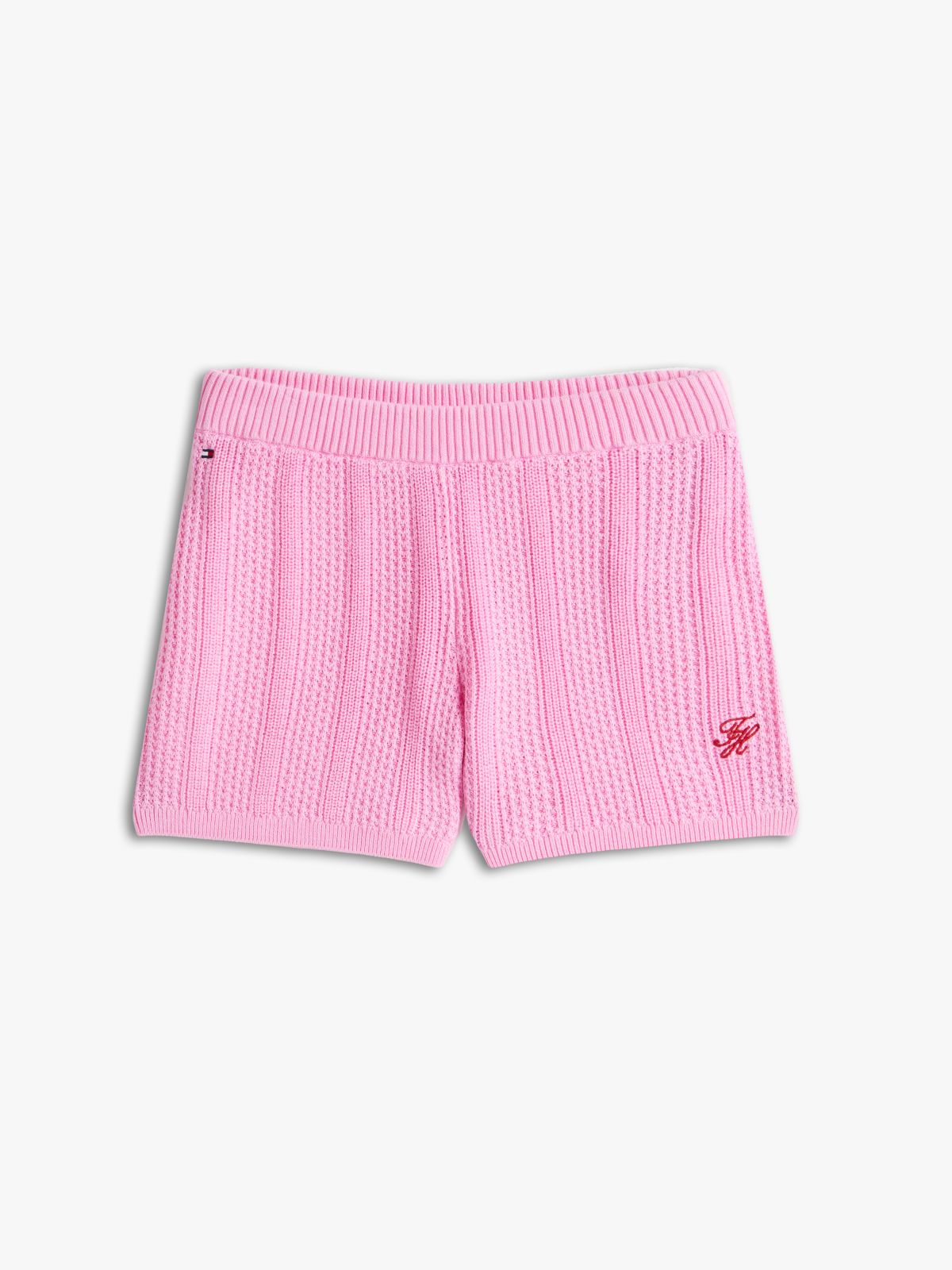 Logo Embroidery Crochet Shorts — Pink