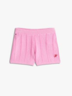 Logo Embroidery Crochet Shorts — Pink 5
