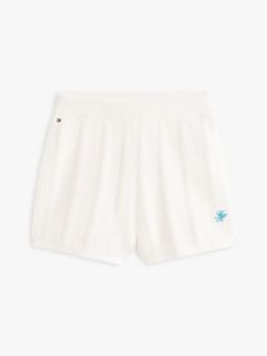 Logo Embroidery Crochet Shorts — White 5