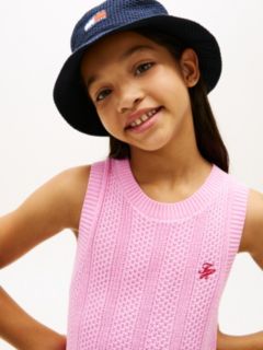 Crochet Logo Embroidery Sleeveless Jumper Dress — Pink 2