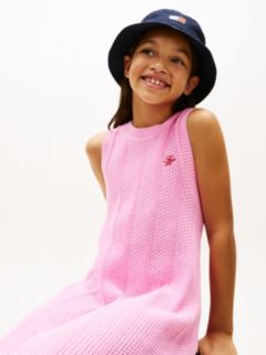 Crochet Logo Embroidery Sleeveless Jumper Dress — Pink 3