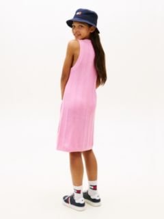 Crochet Logo Embroidery Sleeveless Jumper Dress — Pink 4