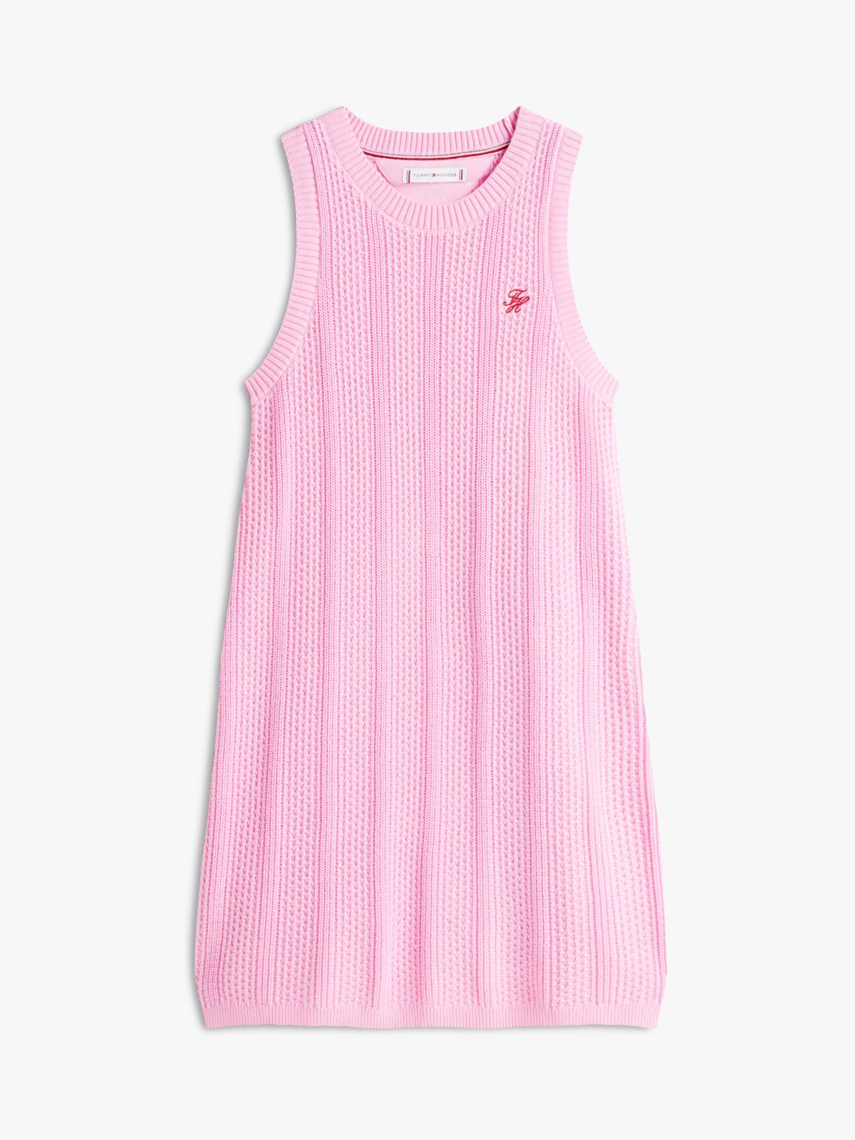 Crochet Logo Embroidery Sleeveless Jumper Dress — Pink