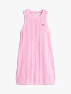 Crochet Logo Embroidery Sleeveless Jumper Dress — Pink 5
