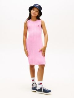 Crochet Logo Embroidery Sleeveless Jumper Dress — Pink 1