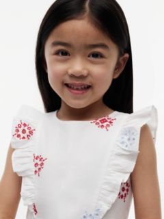 Broderie Anglaise Frill Sleeveless Dress — White 2