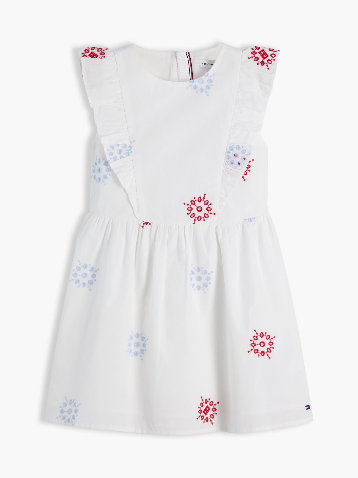 Broderie Anglaise Frill Sleeveless Dress — White
