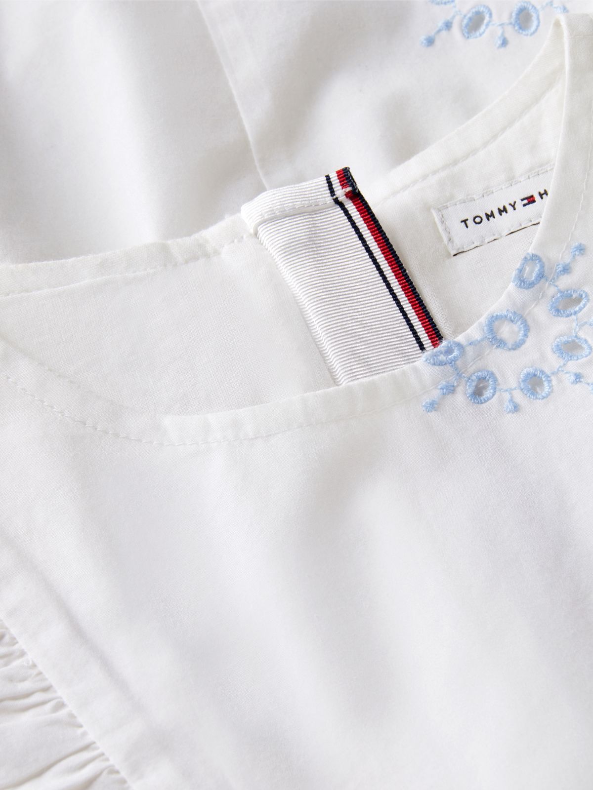 Broderie Anglaise Frill Sleeveless Dress — White