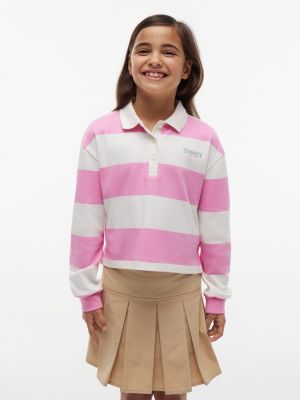 multi relaxed fit langarm-poloshirt mit rugby-streifen für mädchen - tommy hilfiger