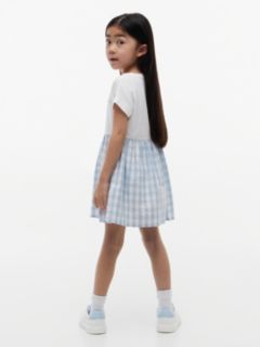 Logo Embroidery Check Seersucker Dress — Multi 4