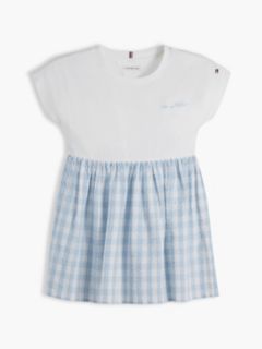 Logo Embroidery Check Seersucker Dress — Multi 5